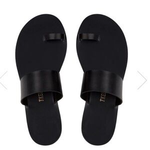 TKEES Dem Black Leather Sandals